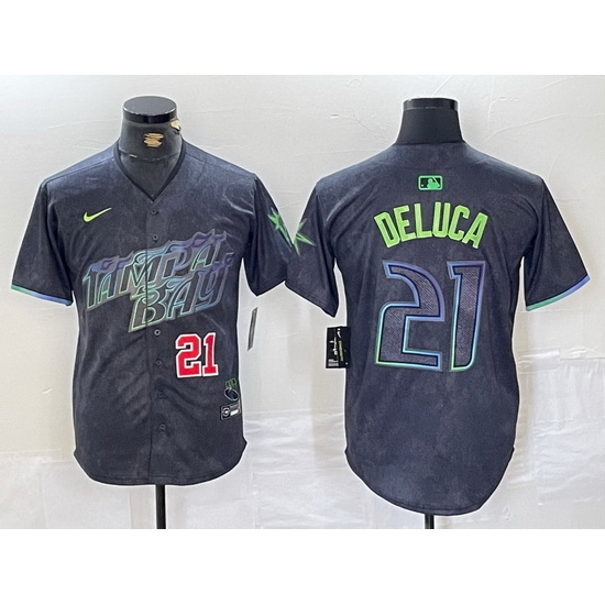 Men Tampa Bay Rays 21 Jonny DeLuca Charcoal 2024 City Connect Limited Stitched jerseys Men Tampa Bay Rays 21 Jonny DeLuca Charcoal 2024 City Connect Limited Stitched jerseys