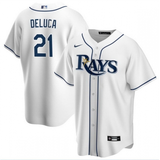 Men Tampa Bay Rays 21 Jonny DeLuca White Cool Base Stitched Baseball Jersey Men Tampa Bay Rays 21 Jonny DeLuca White Cool Base Stitched Baseball Jersey