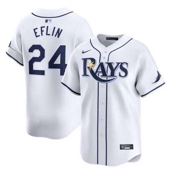 Men Tampa Bay Rays 24 Zach Eflin White Home Limited Stitched Baseball Jersey Men Tampa Bay Rays 24 Zach Eflin White Home Limited Stitched Baseball Jersey