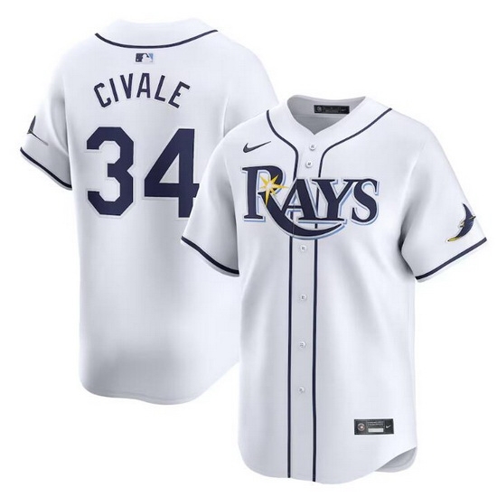Men Tampa Bay Rays 34 Aron Civale White Home Limited Stitched Baseball Jersey Men Tampa Bay Rays 34 Aron Civale White Home Limited Stitched Baseball Jersey