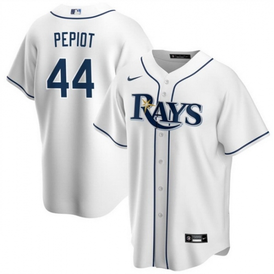 Men Tampa Bay Rays 44 Ryan Pepiot White Cool Base Stitched Baseball Jersey Men Tampa Bay Rays 44 Ryan Pepiot White Cool Base Stitched Baseball Jersey