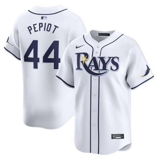Men Tampa Bay Rays 44 Ryan Pepiot White Home Limited Stitched Baseball Jersey Men Tampa Bay Rays 44 Ryan Pepiot White Home Limited Stitched Baseball Jersey