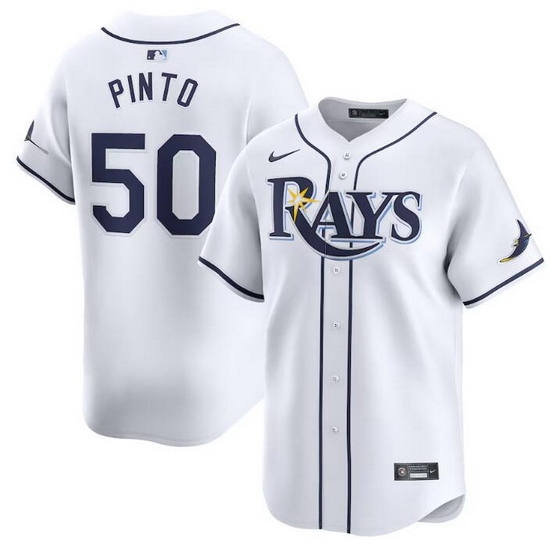 Men Tampa Bay Rays 50 Rene Pinto White Home Limited Stitched Baseball Jersey Men Tampa Bay Rays 50 Rene Pinto White Home Limited Stitched Baseball Jersey
