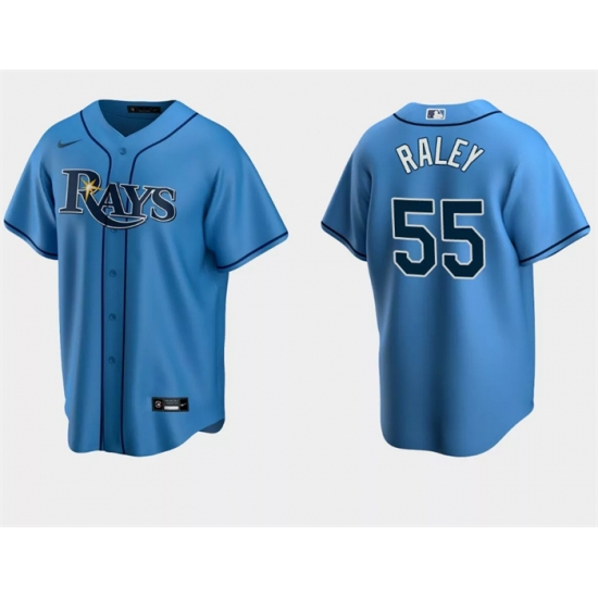 Men Tampa Bay Rays 55 Luke Raley Light Blue Cool Base Stitched Baseball Jersey Men Tampa Bay Rays 55 Luke Raley Light Blue Cool Base Stitched Baseball Jersey