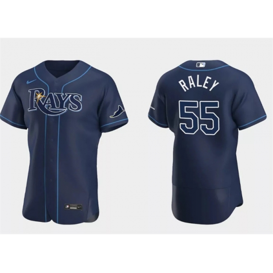 Men Tampa Bay Rays 55 Luke Raley Navy Flex Base Stitched Jersey Men Tampa Bay Rays 55 Luke Raley Navy Flex Base Stitched Jersey