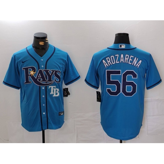Men Tampa Bay Rays 56 Randy Arozarena Blue Cool Base Stitched Baseball Jersey 1 Men Tampa Bay Rays 56 Randy Arozarena Blue Cool Base Stitched Baseball Jersey 1