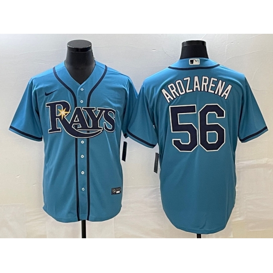 Men Tampa Bay Rays 56 Randy Arozarena Blue Cool Base Stitched Baseball Jersey 2 Men Tampa Bay Rays 56 Randy Arozarena Blue Cool Base Stitched Baseball Jersey 2