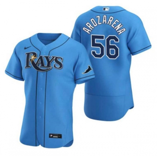 Men Tampa Bay Rays 56 Randy Arozarena Blue Flex Base Stitched Jersey Men Tampa Bay Rays 56 Randy Arozarena Blue Flex Base Stitched Jersey