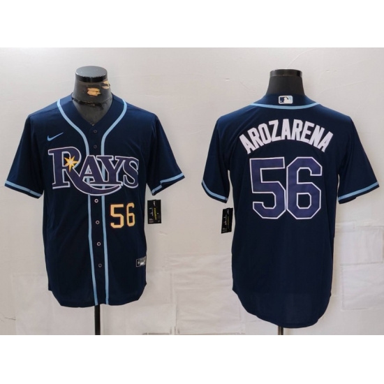 Men Tampa Bay Rays 56 Randy Arozarena Navy Cool Base Stitched Baseball Jersey 2 Men Tampa Bay Rays 56 Randy Arozarena Navy Cool Base Stitched Baseball Jersey 2