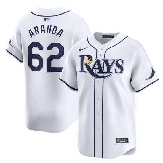 Men Tampa Bay Rays 62 Jonathan Aranda White Home Limited Stitched Baseball Jersey Men Tampa Bay Rays 62 Jonathan Aranda White Home Limited Stitched Baseball Jersey