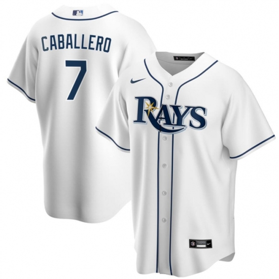 Men Tampa Bay Rays 7 Jose Caballero White Cool Base Stitched Baseball Jersey Men Tampa Bay Rays 7 Jose Caballero White Cool Base Stitched Baseball Jersey
