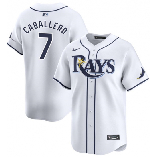 Men Tampa Bay Rays 7 Jose Caballero White Home Limited Stitched Baseball Jersey Men Tampa Bay Rays 7 Jose Caballero White Home Limited Stitched Baseball Jersey