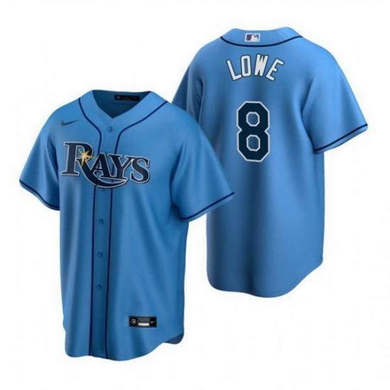 Men Tampa Bay Rays 8 Brandon Lowe Light Blue Cool Base Stitched Baseball Jersey Men Tampa Bay Rays 8 Brandon Lowe Light Blue Cool Base Stitched Baseball Jersey