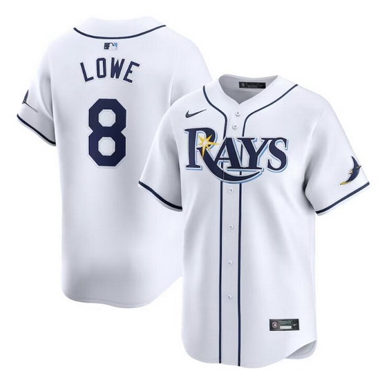 Men Tampa Bay Rays 8 Brandon Lowe White Home Limited Stitched Baseball Jersey Men Tampa Bay Rays 8 Brandon Lowe White Home Limited Stitched Baseball Jersey