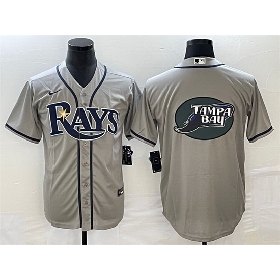 Men Tampa Bay Rays Gray Team Big Logo Cool Base Stitched Baseball Jersey Men Tampa Bay Rays Gray Team Big Logo Cool Base Stitched Baseball Jersey