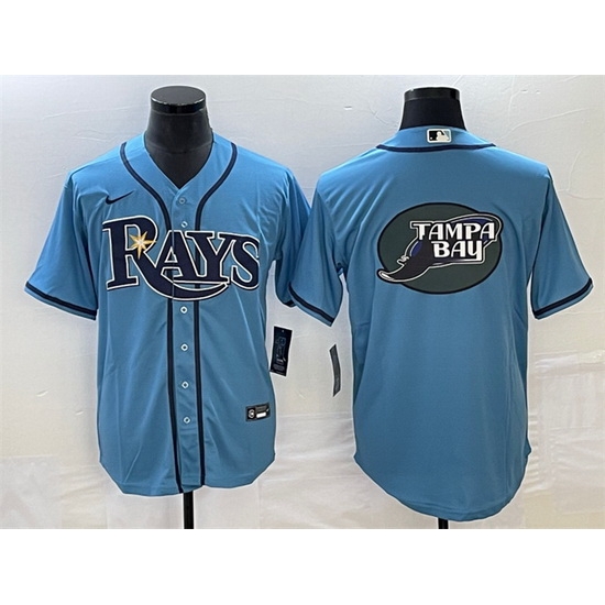 Men Tampa Bay Rays Light Blue Team Big Logo Cool Base Stitched Baseball Jersey Men Tampa Bay Rays Light Blue Team Big Logo Cool Base Stitched Baseball Jersey