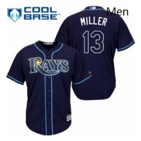 Mens Majestic Tampa Bay Rays 13 Brad Miller Replica Navy Blue Alternate Cool Base MLB Jersey Mens Majestic Tampa Bay Rays 13 Brad Miller Replica Navy Blue Alternate Cool Base MLB Jersey