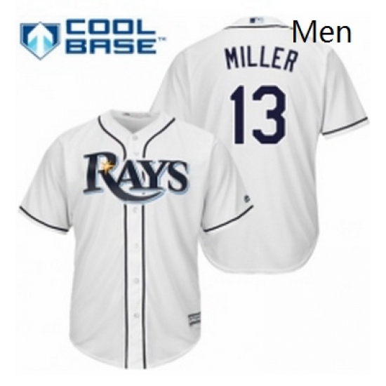 Mens Majestic Tampa Bay Rays 13 Brad Miller Replica White Home Cool Base MLB Jersey Mens Majestic Tampa Bay Rays 13 Brad Miller Replica White Home Cool Base MLB Jersey