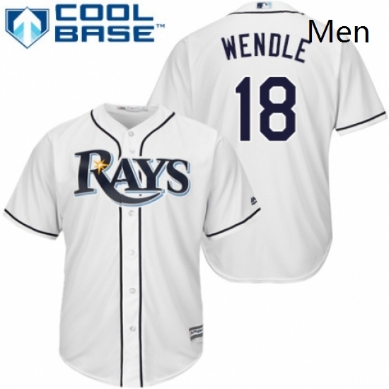 Mens Majestic Tampa Bay Rays 18 Joey Wendle Replica White Home Cool Base MLB Jersey Mens Majestic Tampa Bay Rays 18 Joey Wendle Replica White Home Cool Base MLB Jersey