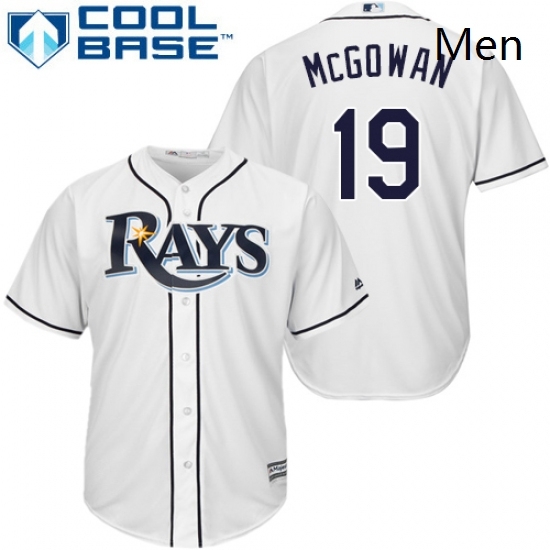 Mens Majestic Tampa Bay Rays 19 Dustin McGowan Replica White Home Cool Base MLB Jersey Mens Majestic Tampa Bay Rays 19 Dustin McGowan Replica White Home Cool Base MLB Jersey
