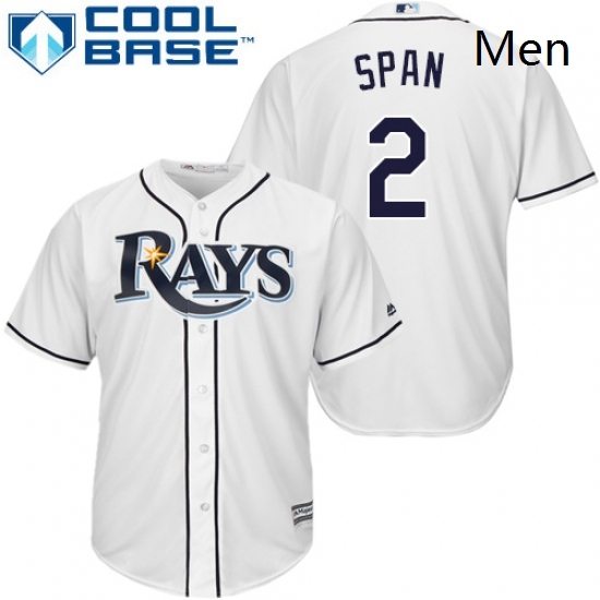 Mens Majestic Tampa Bay Rays 2 Denard Span Replica White Home Cool Base MLB Jersey Mens Majestic Tampa Bay Rays 2 Denard Span Replica White Home Cool Base MLB Jersey