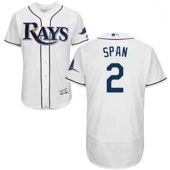 Mens Majestic Tampa Bay Rays 2 Denard Span White Home Flex Base Authentic Collection MLB Jersey Mens Majestic Tampa Bay Rays 2 Denard Span White Home Flex Base Authentic Collection MLB Jersey