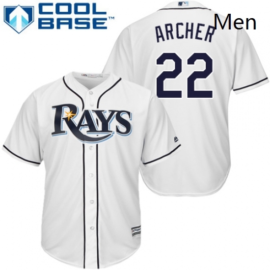 Mens Majestic Tampa Bay Rays 22 Chris Archer Replica White Home Cool Base MLB Jersey Mens Majestic Tampa Bay Rays 22 Chris Archer Replica White Home Cool Base MLB Jersey