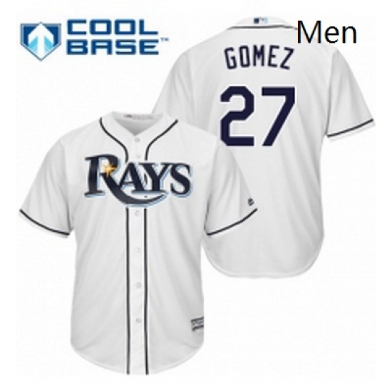 Mens Majestic Tampa Bay Rays 27 Carlos Gomez Replica White Home Cool Base MLB Jersey Mens Majestic Tampa Bay Rays 27 Carlos Gomez Replica White Home Cool Base MLB Jersey