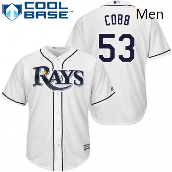 Mens Majestic Tampa Bay Rays 53 Alex Cobb Replica White Home Cool Base MLB Jersey Mens Majestic Tampa Bay Rays 53 Alex Cobb Replica White Home Cool Base MLB Jersey