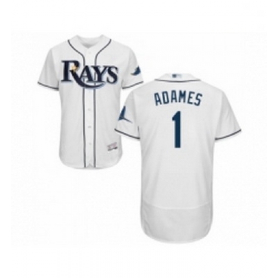 Mens Tampa Bay Rays 1 Willy Adames Home White Home Flex Base Authentic Collection Baseball Jersey Mens Tampa Bay Rays 1 Willy Adames Home White Home Flex Base Authentic Collection Baseball Jersey