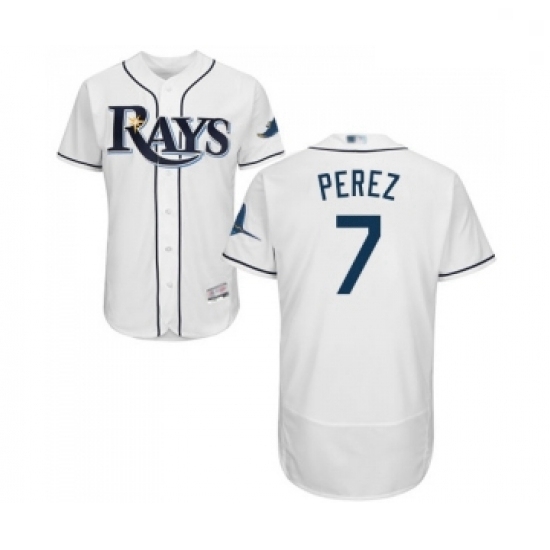 Mens Tampa Bay Rays 7 Michael Perez Home White Home Flex Base Authentic Collection Baseball Jersey Mens Tampa Bay Rays 7 Michael Perez Home White Home Flex Base Authentic Collection Baseball Jersey