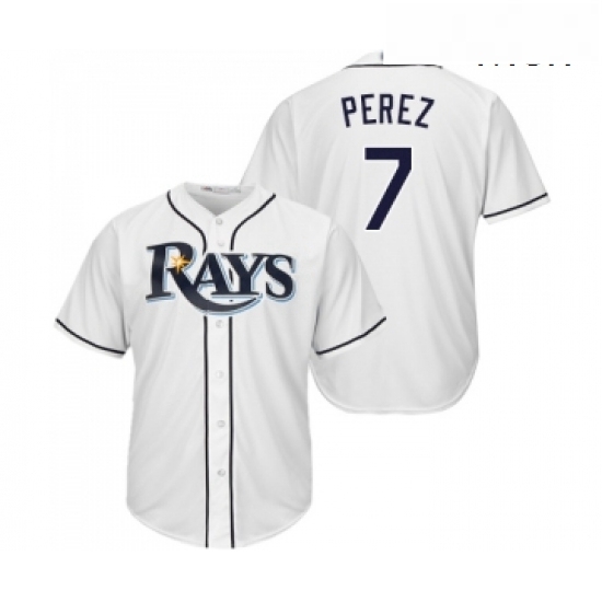 Mens Tampa Bay Rays 7 Michael Perez Replica White Home Cool Base Baseball Jersey Mens Tampa Bay Rays 7 Michael Perez Replica White Home Cool Base Baseball Jersey