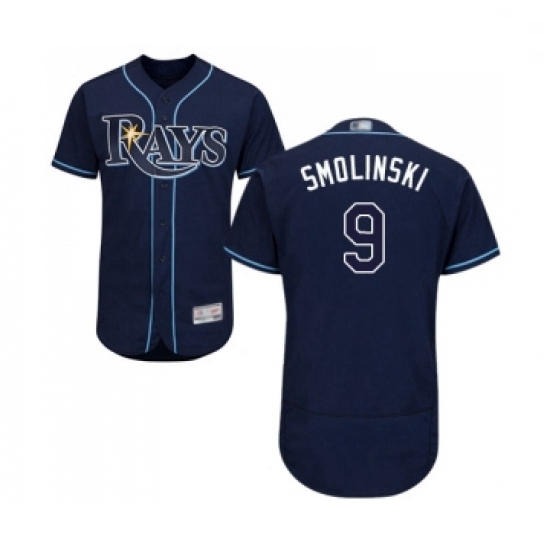 Mens Tampa Bay Rays 9 Jake Smolinski Navy Blue Alternate Flex Base Authentic Collection Baseball Jersey Mens Tampa Bay Rays 9 Jake Smolinski Navy Blue Alternate Flex Base Authentic Collection Baseball Jersey