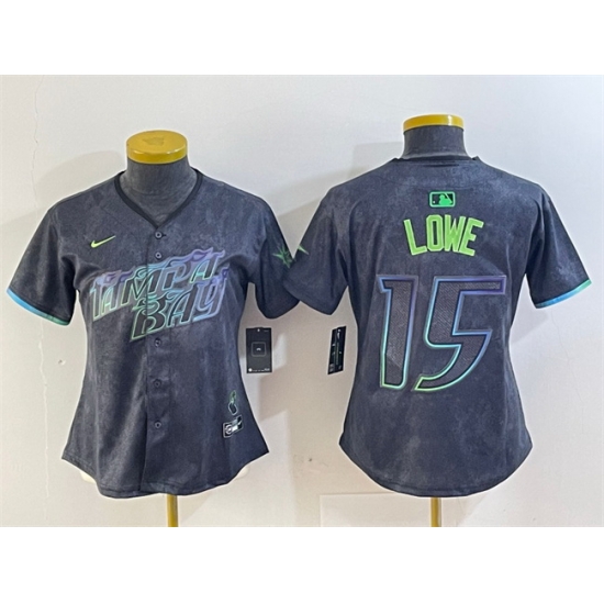 Women Tampa Bay Rays 15 Josh Lowe Charcoal 2024 City Connect Limited Stitched Baseball Jersey Women Tampa Bay Rays 15 Josh Lowe Charcoal 2024 City Connect Limited Stitched Baseball Jersey