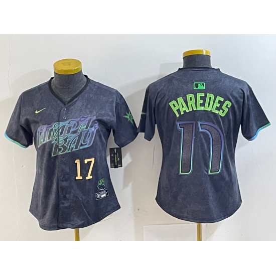 Women Tampa Bay Rays 17 Isaac Paredes Charcoal 2024 City Connect Limited Stitched Baseball Jersey Women Tampa Bay Rays 17 Isaac Paredes Charcoal 2024 City Connect Limited Stitched Baseball Jersey