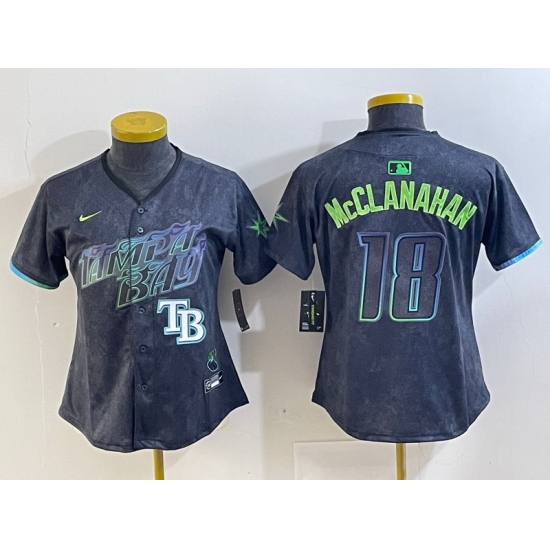 Women Tampa Bay Rays 18 Shane McClanahan Charcoal 2024 City Connect Limited jerseys 2 Women Tampa Bay Rays 18 Shane McClanahan Charcoal 2024 City Connect Limited jerseys 2