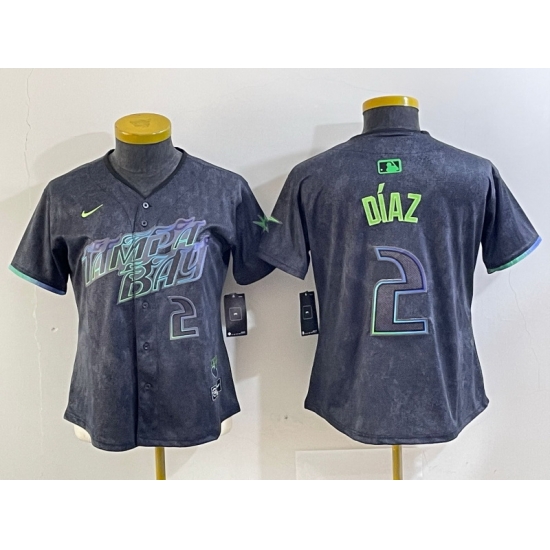 Women Tampa Bay Rays 2 Yandy Diaz Charcoal 2024 City Connect Limited Stitched Baseball Jersey 1 Women Tampa Bay Rays 2 Yandy Diaz Charcoal 2024 City Connect Limited Stitched Baseball Jersey 1