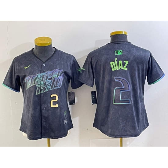Women Tampa Bay Rays 2 Yandy Diaz Charcoal 2024 City Connect Limited Stitched Baseball Jersey 2 Women Tampa Bay Rays 2 Yandy Diaz Charcoal 2024 City Connect Limited Stitched Baseball Jersey 2