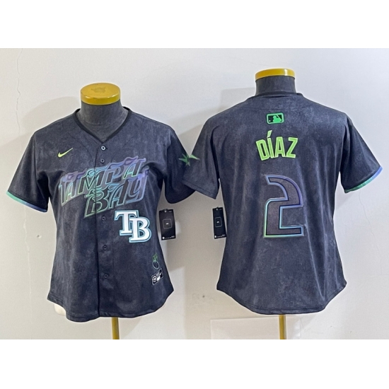 Women Tampa Bay Rays 2 Yandy Diaz Charcoal 2024 City Connect Limited Stitched Baseball Jersey 4 Women Tampa Bay Rays 2 Yandy Diaz Charcoal 2024 City Connect Limited Stitched Baseball Jersey 4