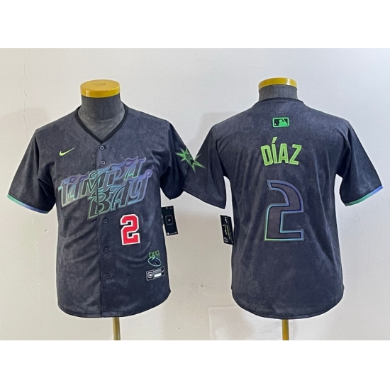 Women Tampa Bay Rays 2 Yandy Diaz Charcoal 2024 City Connect Limited Stitched Baseball Jersey Women Tampa Bay Rays 2 Yandy Diaz Charcoal 2024 City Connect Limited Stitched Baseball Jersey