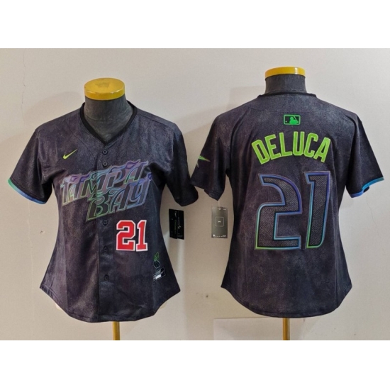 Women Tampa Bay Rays 21 Jonny DeLuca Charcoal 2024 City Connect Limited Stitched Baseball Jersey 1 Women Tampa Bay Rays 21 Jonny DeLuca Charcoal 2024 City Connect Limited Stitched Baseball Jersey 1