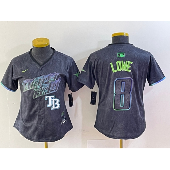 Women Tampa Bay Rays 8 Brandon Lowe Charcoal 2024 City Connect Limited Stitched Baseball Jersey 2 Women Tampa Bay Rays 8 Brandon Lowe Charcoal 2024 City Connect Limited Stitched Baseball Jersey 2