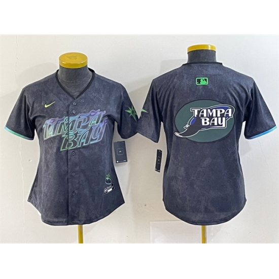 Women Tampa Bay Rays Team Big Logo Charcoal 2024 City Connect Limited Stitched Baseball Jersey Women Tampa Bay Rays Team Big Logo Charcoal 2024 City Connect Limited Stitched Baseball Jersey