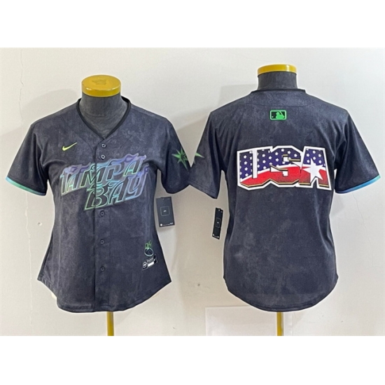 Women Tampa Bay Rays Team Big Logo Charcoal 2024 City Connect Limited Stitched1 Women Tampa Bay Rays Team Big Logo Charcoal 2024 City Connect Limited Stitched1