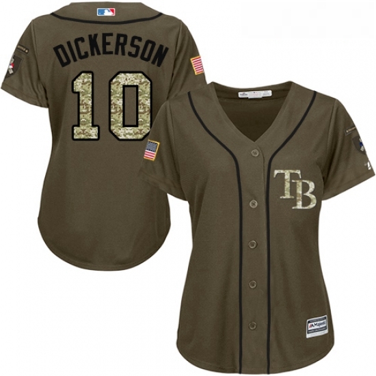 Womens Majestic Tampa Bay Rays 10 Corey Dickerson Replica Green Salute to Service MLB Jersey Womens Majestic Tampa Bay Rays 10 Corey Dickerson Replica Green Salute to Service MLB Jersey