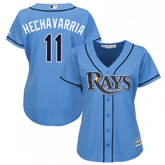 Womens Majestic Tampa Bay Rays 11 Adeiny Hechavarria Authentic Light Blue Alternate 2 Cool Base MLB Jersey Womens Majestic Tampa Bay Rays 11 Adeiny Hechavarria Authentic Light Blue Alternate 2 Cool Base MLB Jersey