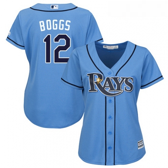 Womens Majestic Tampa Bay Rays 12 Wade Boggs Authentic Light Blue Alternate 2 Cool Base MLB Jersey Womens Majestic Tampa Bay Rays 12 Wade Boggs Authentic Light Blue Alternate 2 Cool Base MLB Jersey