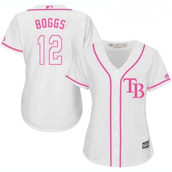 Womens Majestic Tampa Bay Rays 12 Wade Boggs Authentic White Fashion Cool Base MLB Jersey Womens Majestic Tampa Bay Rays 12 Wade Boggs Authentic White Fashion Cool Base MLB Jersey