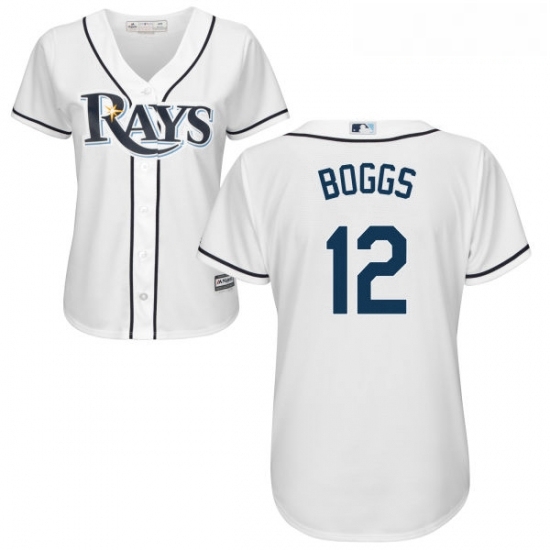 Womens Majestic Tampa Bay Rays 12 Wade Boggs Authentic White Home Cool Base MLB Jersey Womens Majestic Tampa Bay Rays 12 Wade Boggs Authentic White Home Cool Base MLB Jersey