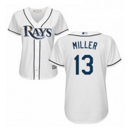 Womens Majestic Tampa Bay Rays 13 Brad Miller Authentic White Home Cool Base MLB Jersey Womens Majestic Tampa Bay Rays 13 Brad Miller Authentic White Home Cool Base MLB Jersey